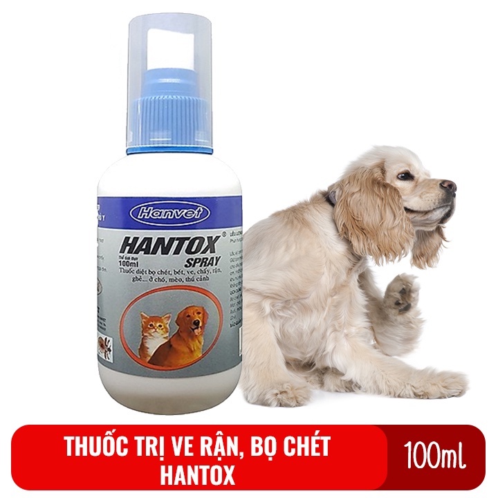 Thuốc xịt ngoài da diệt ve rận, bọ chét, ký sinh trùng cho chó mèo Hantox 100ml