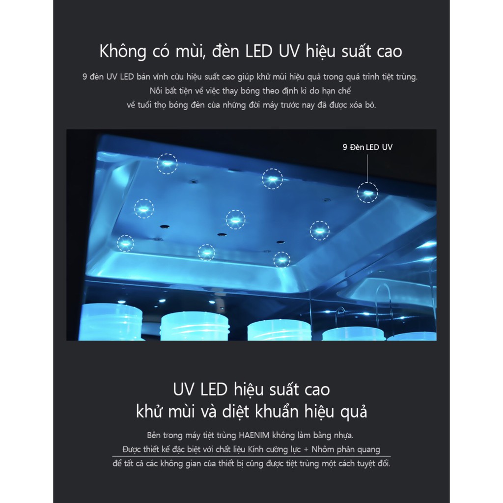 Máy tiệt trùng, sấy khô bình sữa bằng tia UV LED, Haenim PREMIUM Hàn Quốc