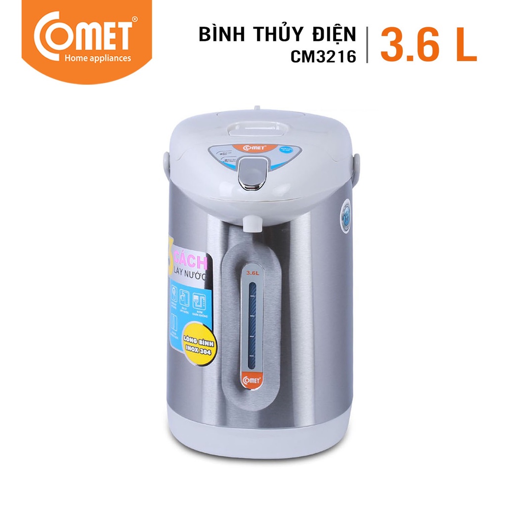 [Mã ELCM81 giảm 8% đơn 800K] Bình thuỷ điện dung tích 3.6L Comet CM3216