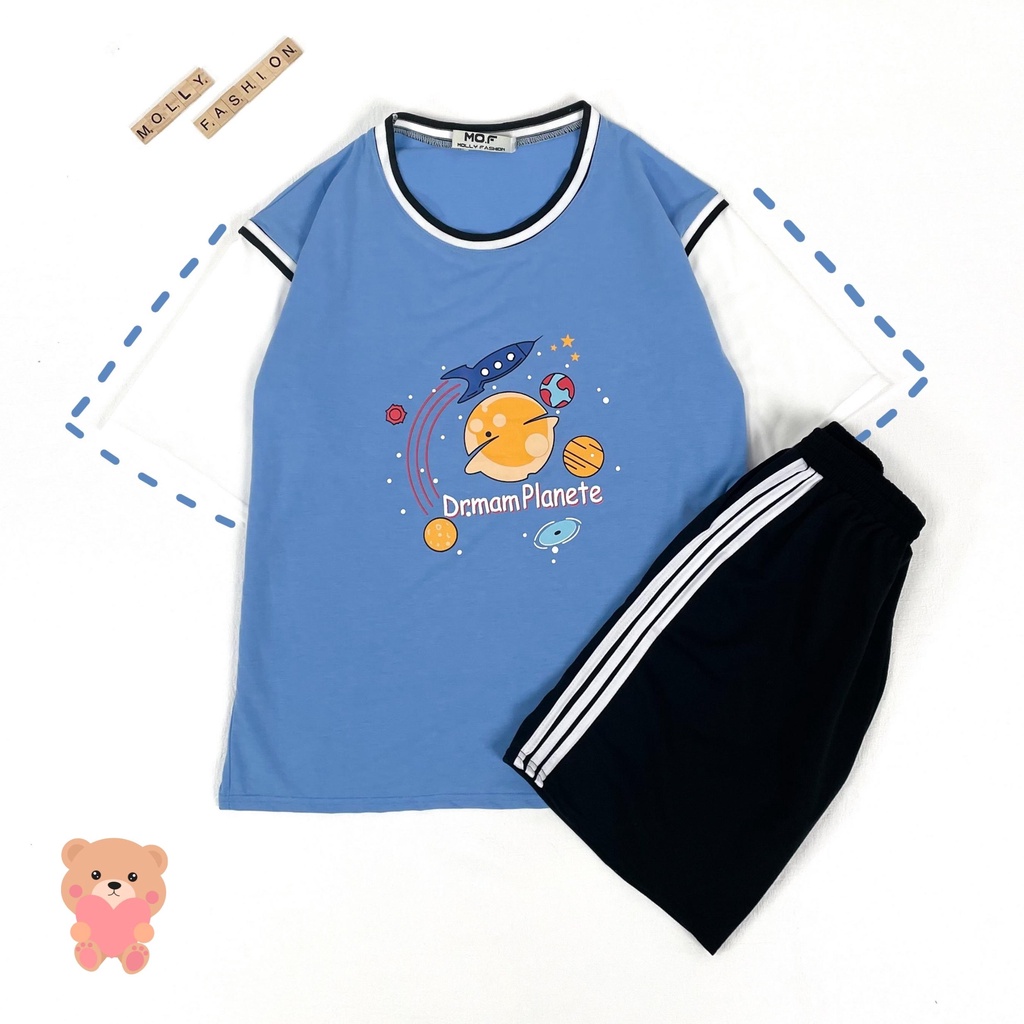 Set đồ bộ Bóng rổ ❤️ Bộ mặc nhà bóng rổ quần 3 sọc DRMAM PLANETE Freesize nam nữ Molly Fashion