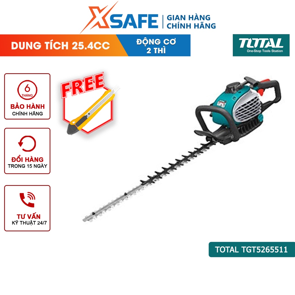 Máy cắt tỉa hàng rào TOTAL TGT5265511 0.75KW dùng xăng động cơ 2 thì, dung tích bình xăng 550ml - chính hãng