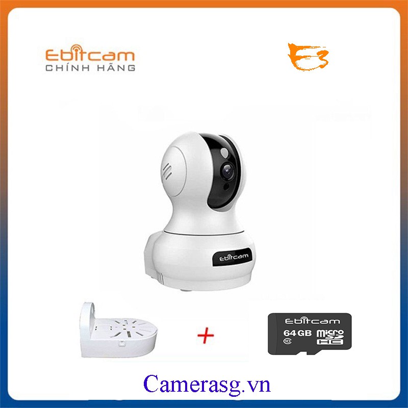 Camera IP Wifi EbitCam E3 2MP thu âm 360 độ, IR 10m, F3.6mm, video call, Phát hiện chuyển động, Giảm ồn thông minh