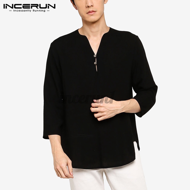 Áo Thun INCERUN Tay Lỡ Cổ Chữ V Thời Trang Nam | BigBuy360 - bigbuy360.vn