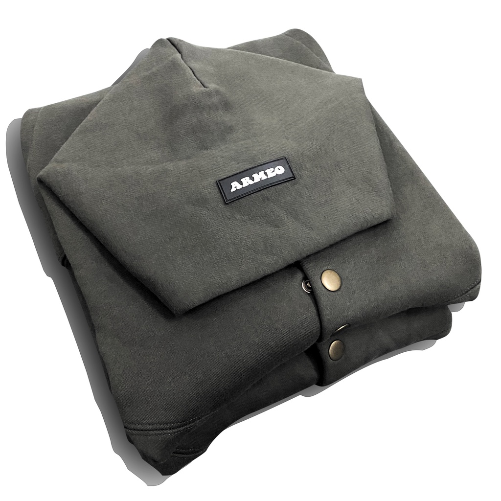 Áo HOODIE ARMEO MÀU XÁM ĐEN, Nỉ bông dày dặn, form ovesized basic // ARMEO STORE