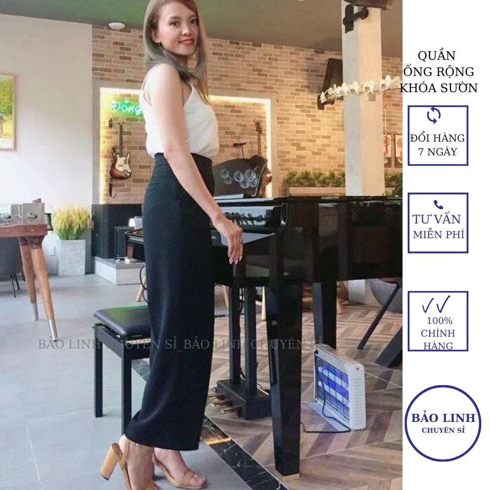 Quần Tây Ống Suông lưng Cao Khóa sườn M003 Quần Xuông Ống Rộng Dáng Lỡ Mặc Đi học đi làm