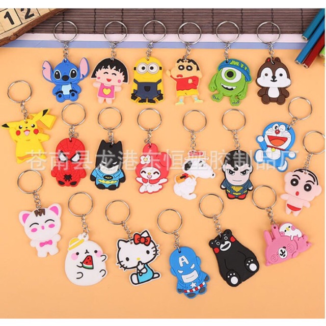 Combo 100 móc khoá thú dẻo size 4cm trộn hơn 20 mẫu