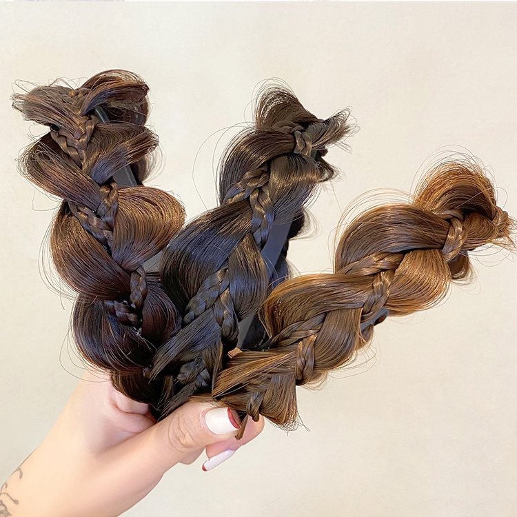 Băng Đô Tóc Giả Thắt Bím Liền Mạch Tự Nhiên Chống Trượt Mới