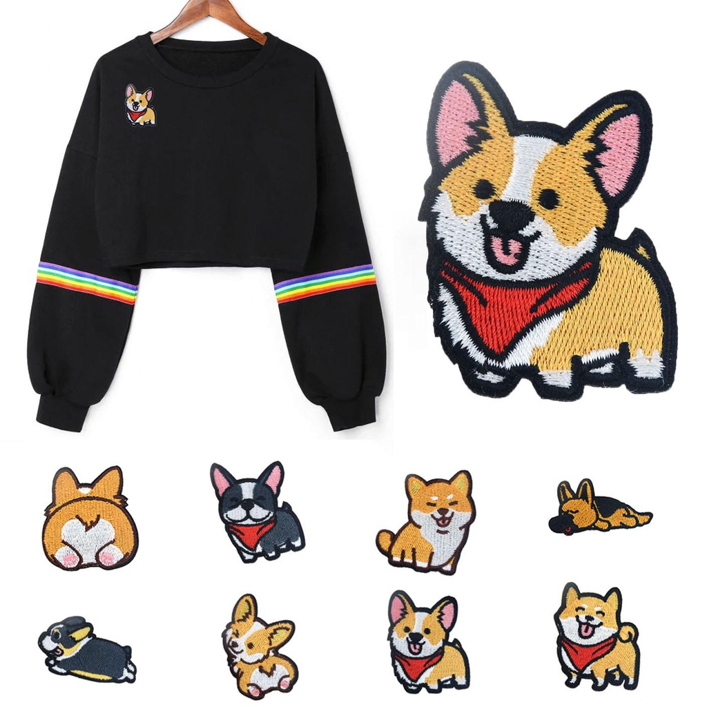 AROMA Sticker Ủi Thêu Hình Chó Corgi Dachshund Corgi