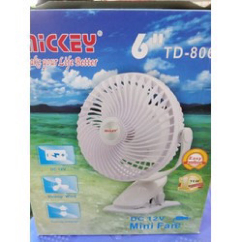 Quạt Kẹp Sạc Mickey TD 806 TD 809 Tích Điện