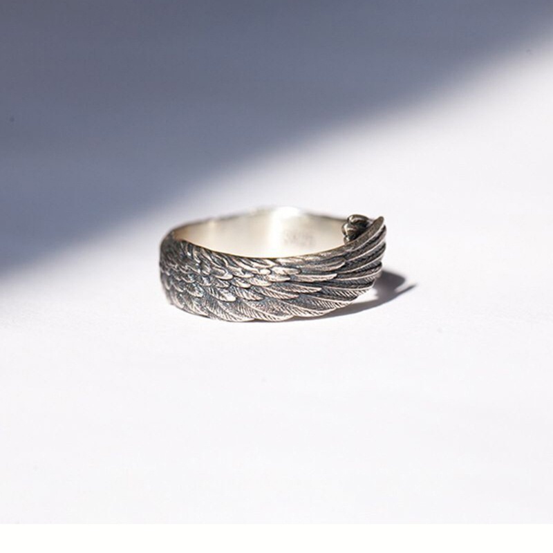 Nhẫn Hở Hình Đôi Cánh Thiên Thần Bằng Hợp Kim Màu Bạc Dễ Điều Chỉnh Cho Nam Và Nữ