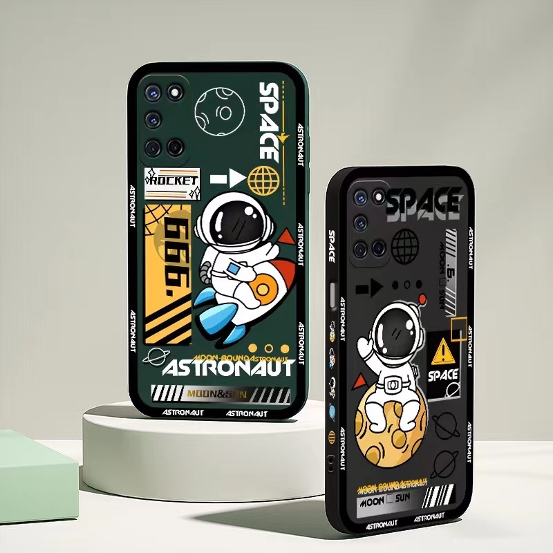 Ốp lưng Realme 5 5i 6i C1 2 2 Pro U1 C2 5 Pro 6 Pro 6 6S 8 5G V5 X K3 5s XT K5 7 Pro GT 5G Q3 Pro GT Master GT Neo GT 2 5G Vỏ điện thoại của Astronaut Edge 90 ° Silicone