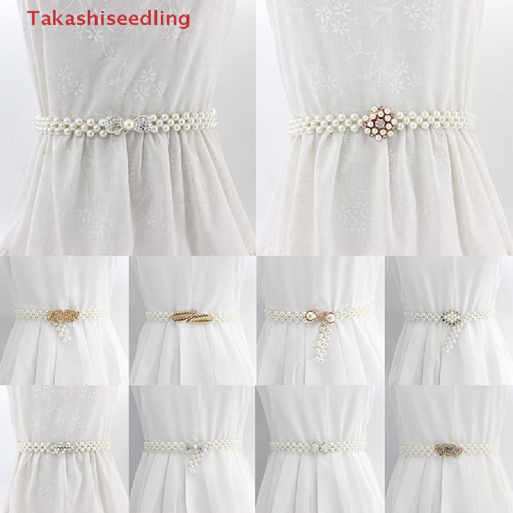 (Takashiseedling) Elegant Faux Pearl Dress Belt For Girls Elastic Belt Accessories Party Decor