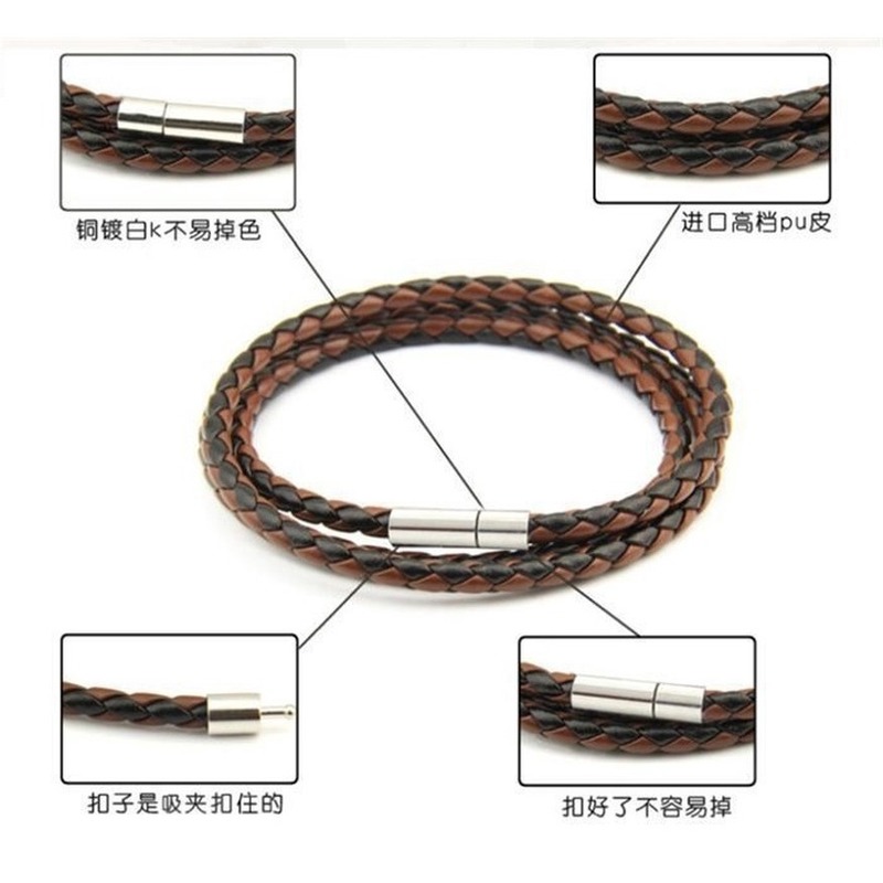 Vòng tay dây da nhiều lớp có khóa nam châm thời trang Hàn Quốc