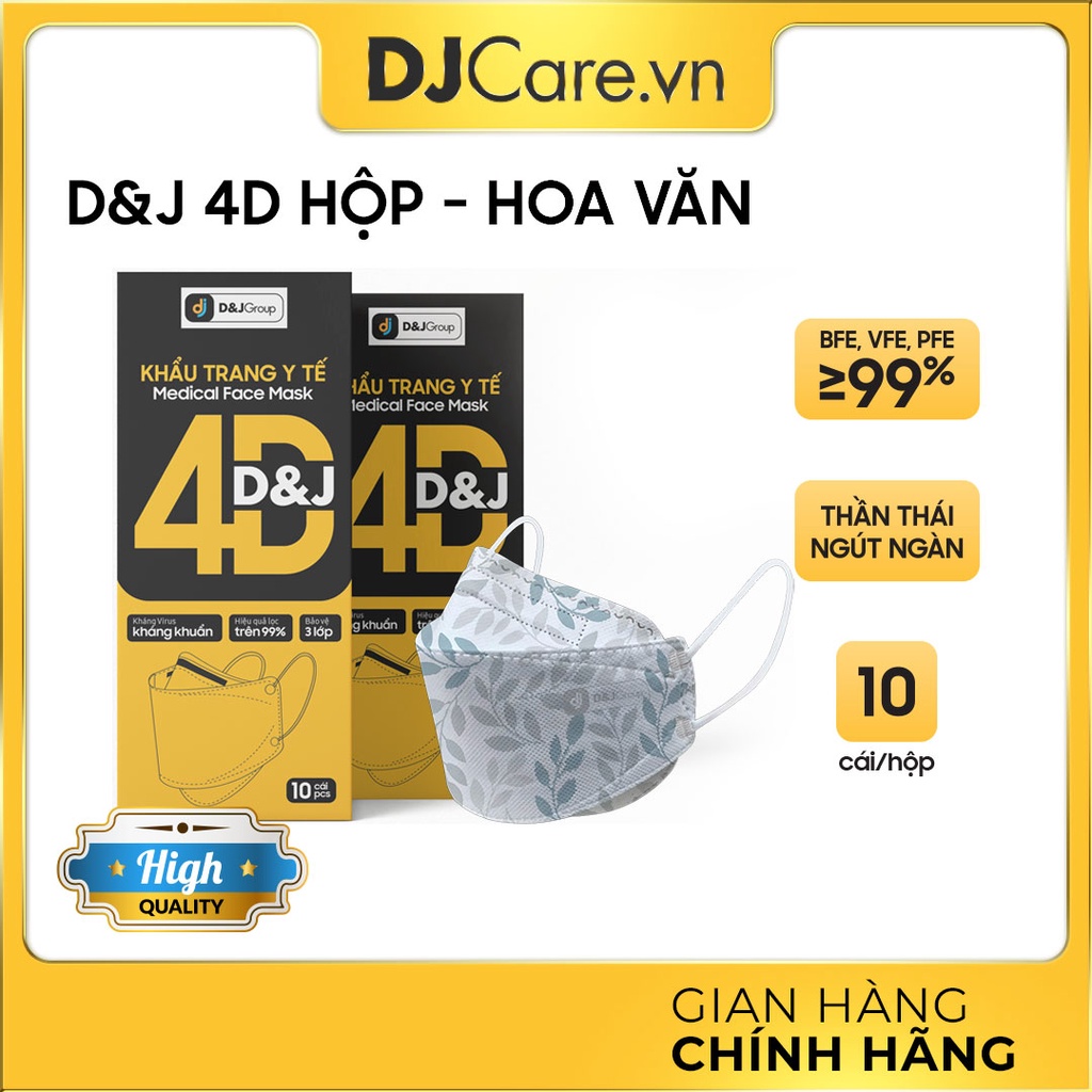 [HÀNG XUẤT KHẨU] Khẩu trang y tế D&J KF94 (4D) kháng khuẩn 99% (1 HỘP/10 CÁI) | BigBuy360 - bigbuy360.vn