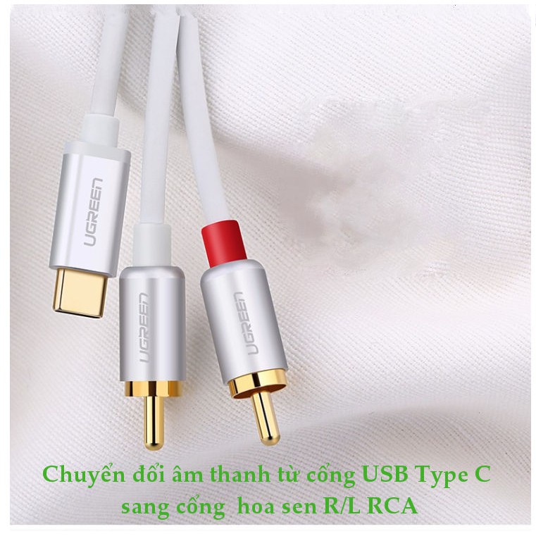 Cáp chuyển đổi USB type C sang 2 đầu hoa sen RCA dài 0.5m UGREEN US145 30733