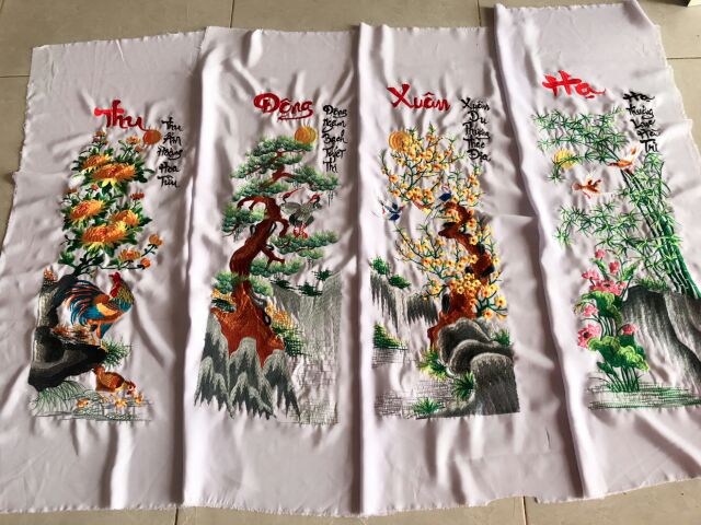 Tranh thêu truyền thống đã thêu chưa khung