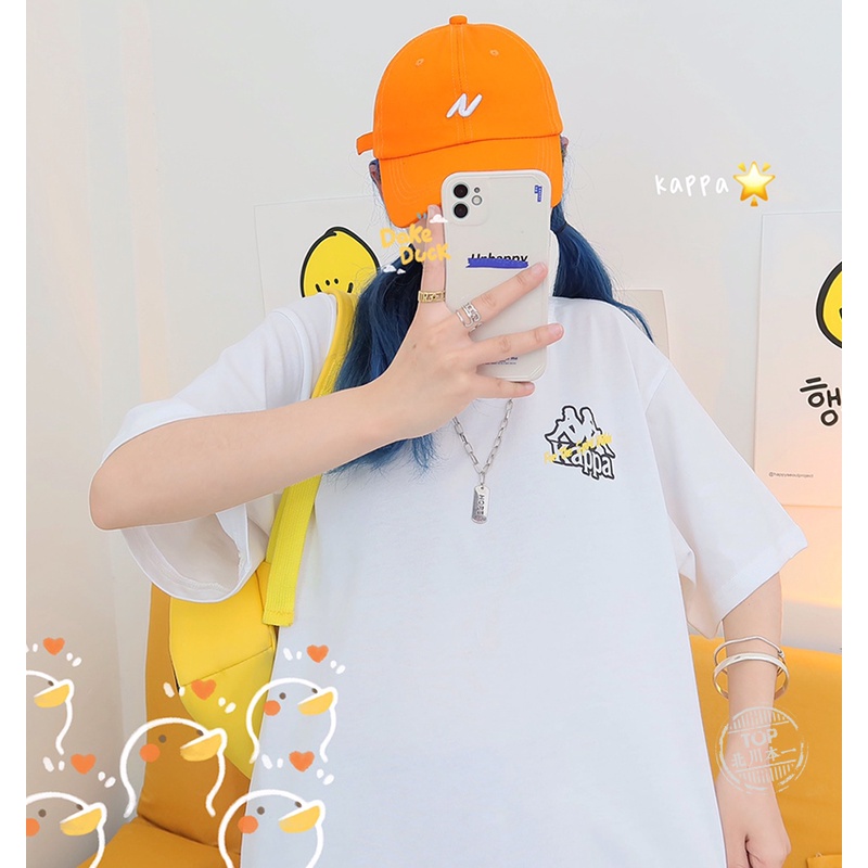 Áo Thun Thể Thao Tay Ngắn In logo Kappa Phối Màu Tương Phản Phong Cách Hồng Kông Cá Tính Cho Nam Và Nữ