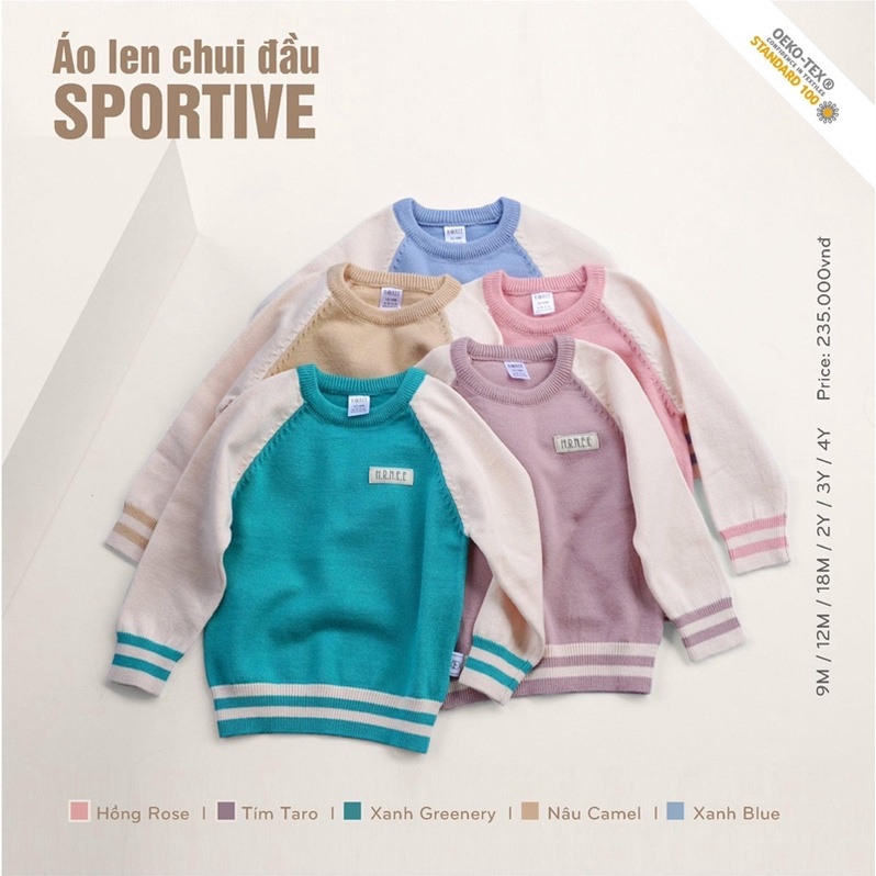 Áo len sportive lông cừu mềm mịn, siêu xinh, giữ ấm cho bé thoải mái vận động