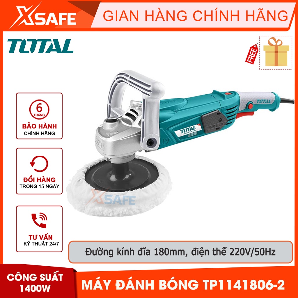 Máy đánh bóng TOTAL TP1141806-2 (TP1141806) chà nhám bề mặt 220V-240V/50Hz-60Hz 1400W (180mm) 3,9kg Màu xanh[CHÍNH HÃNG]