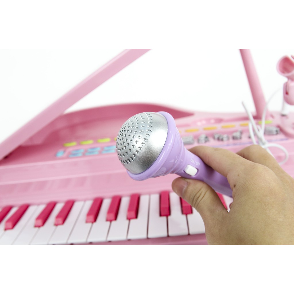Đồ chơi âm nhạc cho bé -  Đàn piano cổ điển kèm mic thu âm màu hồng Winfun - 02045-G - đồ chơi cho bé 3 tuổi trở lên