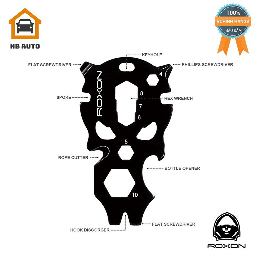 Móc Khóa Đa Năng Hình Đầu Lâu Roxon Skull Shape Key Tool S704