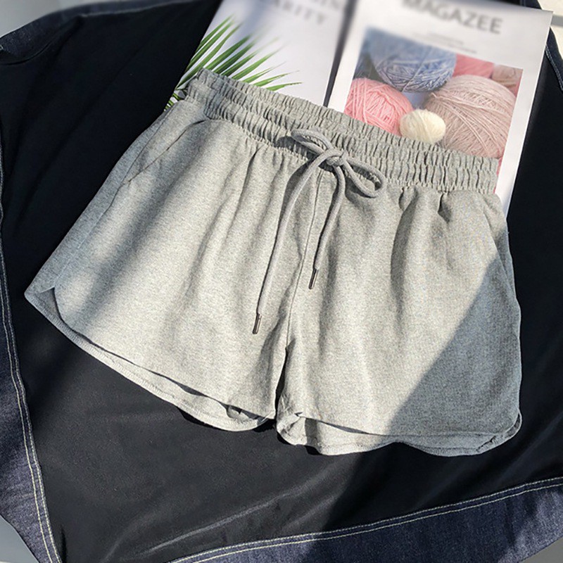 Quần Short Cotton Màu Trơn Lưng Thun Cho Nữ