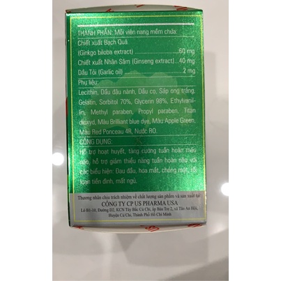 GINKGO FORT US HỘP 100 VIÊN