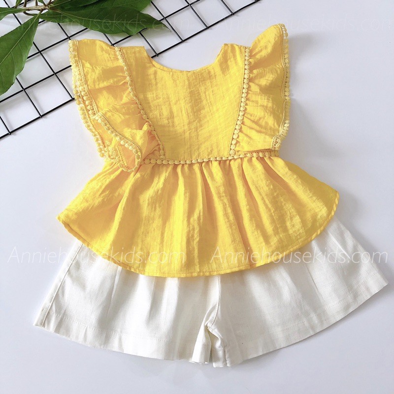 SET BỘ ANNIE ÁO CÁNH DƠI VÀNG QUẦN TRẮNG