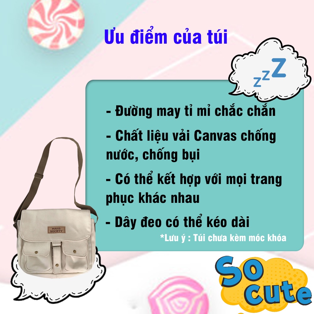 Túi Đeo Chéo Nam Nữ Unisex Đi Học Phong Cách Hàn Quốc Chất Liệu Vải Cavas Hot Trend 2022