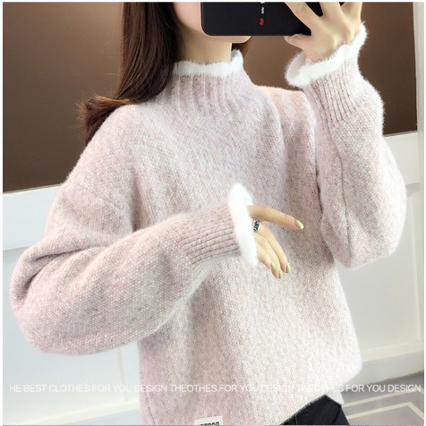 Áo Len Nữ Dày Phối Màu Cổ Và Tay Áo Phối Len Trắng Đáng Yêu- LENCTP16 | BigBuy360 - bigbuy360.vn