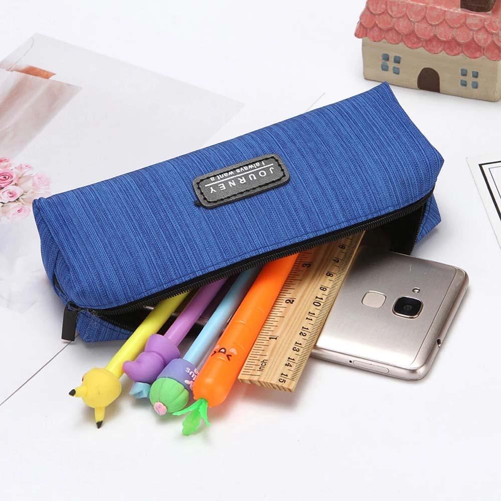 Túi Đựng Bút Bằng Vải Canvas Màu Xám Trơn Dành Cho Học Sinh Hộp Bút