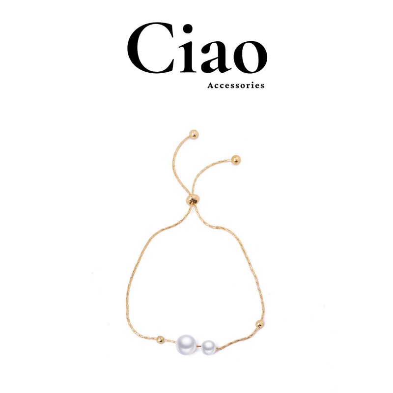 [NEW ITEMS] Vòng tay thiết kế đính charm hạt ngọc đôi phong cách đơn giản tinh tế The Pearls Ciao