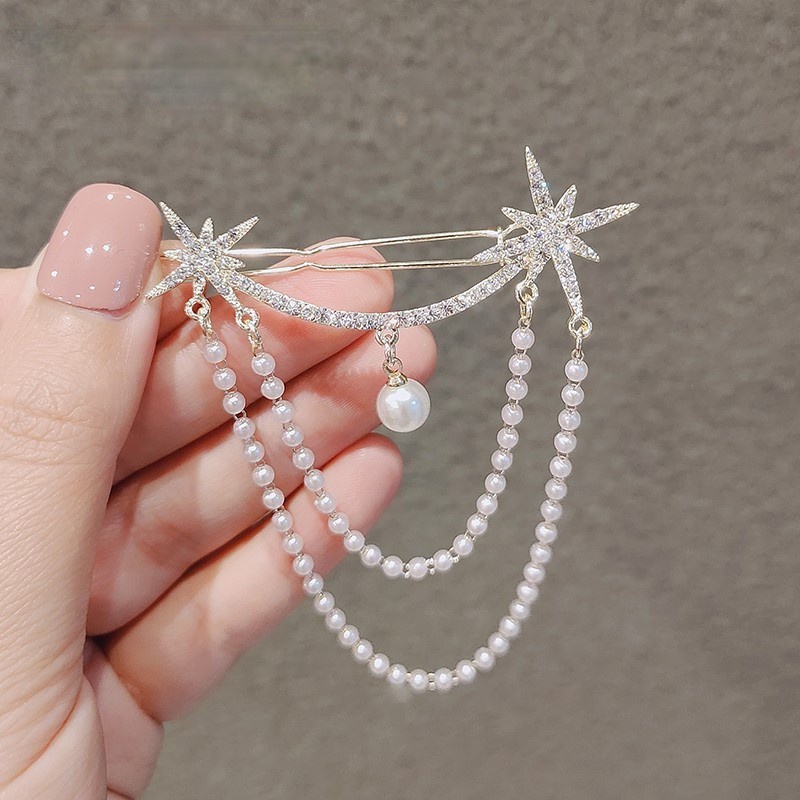 Kẹp tóc tua rua hình ngôi sao thanh lịch cho nữ