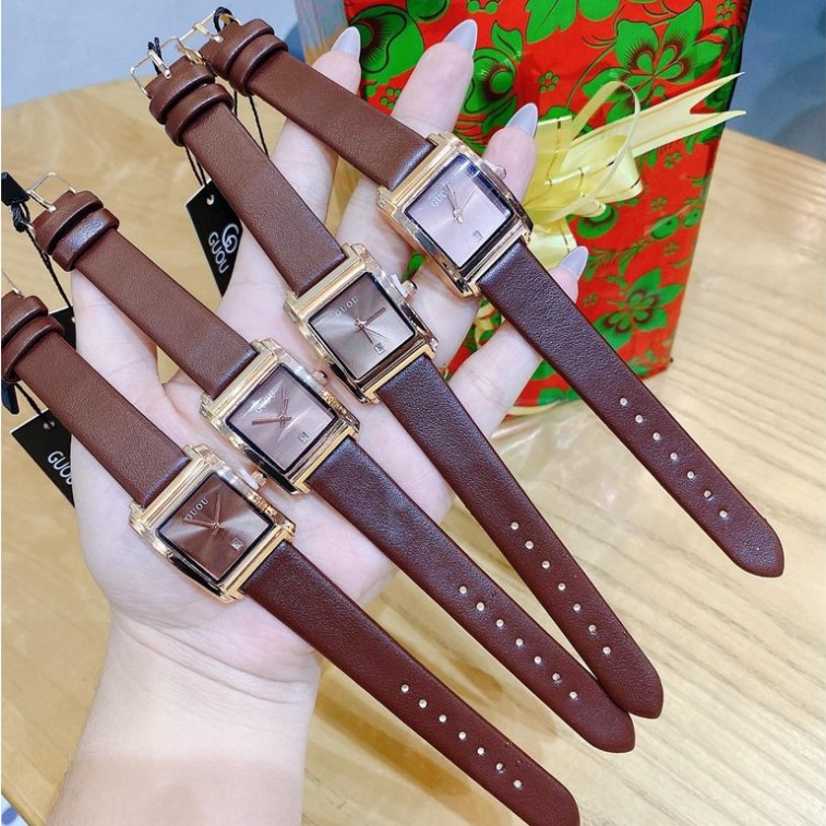 Đồng hồ nữ dây da cao cấp g.u.o.u màu nâu tây sáng tay , da mềm bền  (Đồng hồ thời trang nữ) | BigBuy360 - bigbuy360.vn