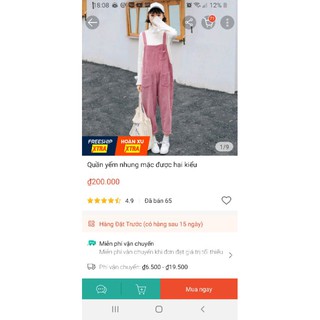 Pass Quần yếm hồng và áo sơ mi mua ở tho.pink