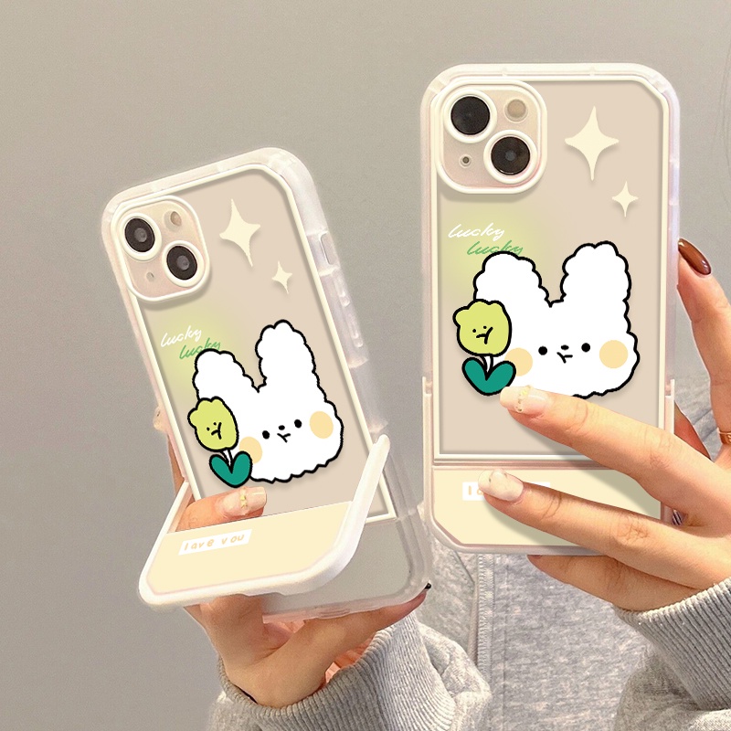Ốp Điện Thoại Trong Suốt Chống Sốc Có Giá Đỡ Hình Thỏ Cho IPhone 13 12 11 Pro MAX X XR XS MAX 7 8 Plus 6 6S SE 2020