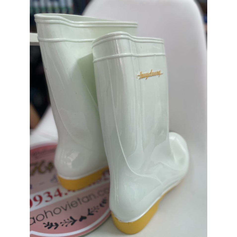 Ủng Lội Nước Trắng Đế Vàng Thùy Dương cao cấp 287 cao su đẹp.