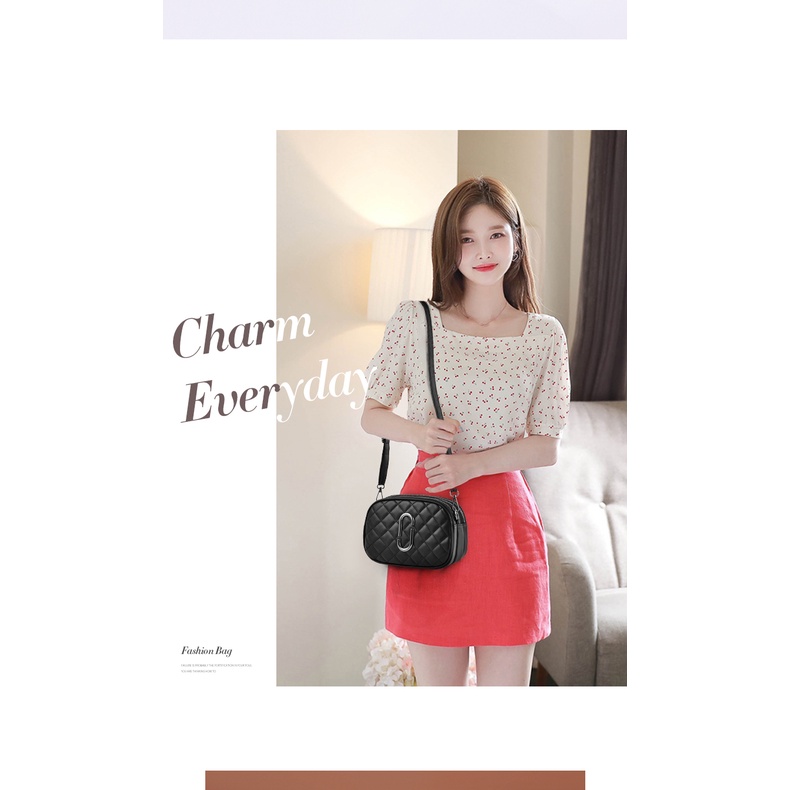 Túi Xách Nữ Da Mềm 3 Ngăn Đeo Chéo Đeo Vai Trần Trám Khóa Tròn Hottrend Thời Thượng HQ 223