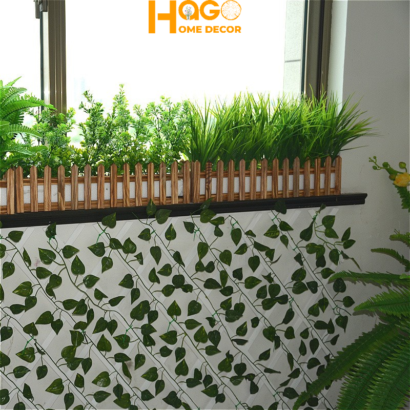 Hàng rào gỗ 50cm cắm sẵn hoa giả trang trí ban công, chân tường, cửa sổ, trường hoc,công ty, nhà cửa đẹp