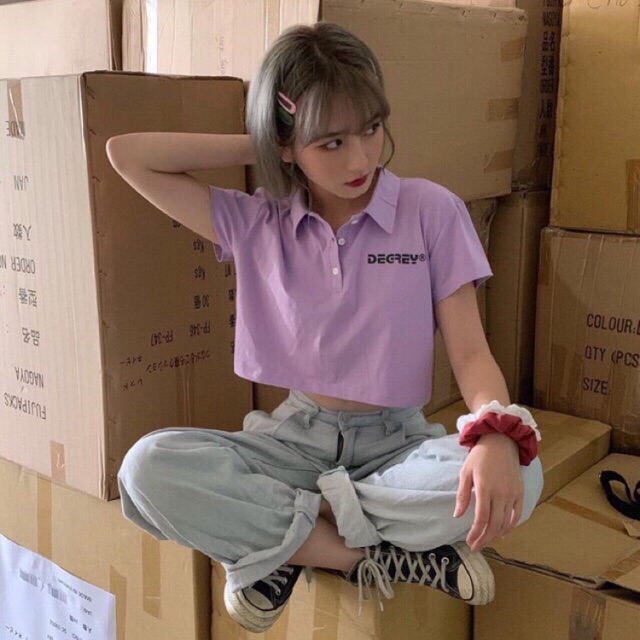 ÁO CROP CỔ BẺ ( kèm hình thật )