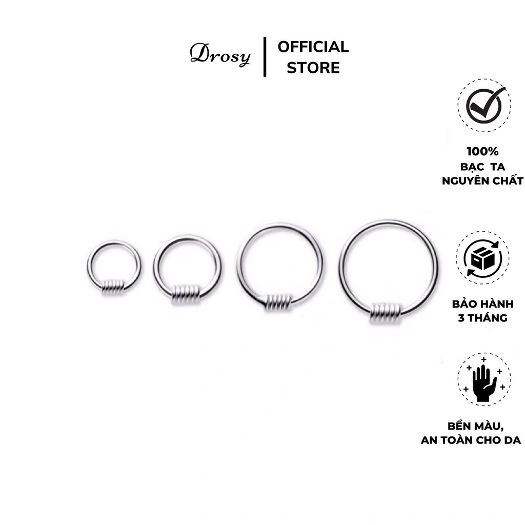 Bông tai nữ khuyên tai  vòng tàu lò xo D'rosy Jewelry cá tính, nhỏ xinh bạc 925