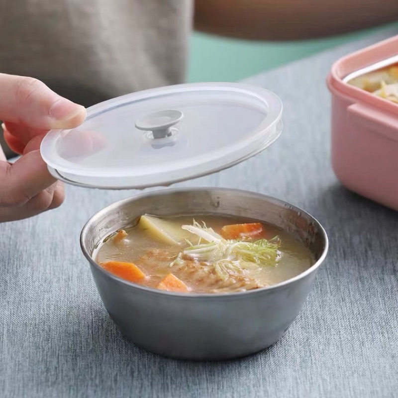 Hộp Cơm Giữ Nhiệt 2 Tầng Inox 304 Tặng Kèm Bộ Thìa Đũa Nĩa - Chén Soup