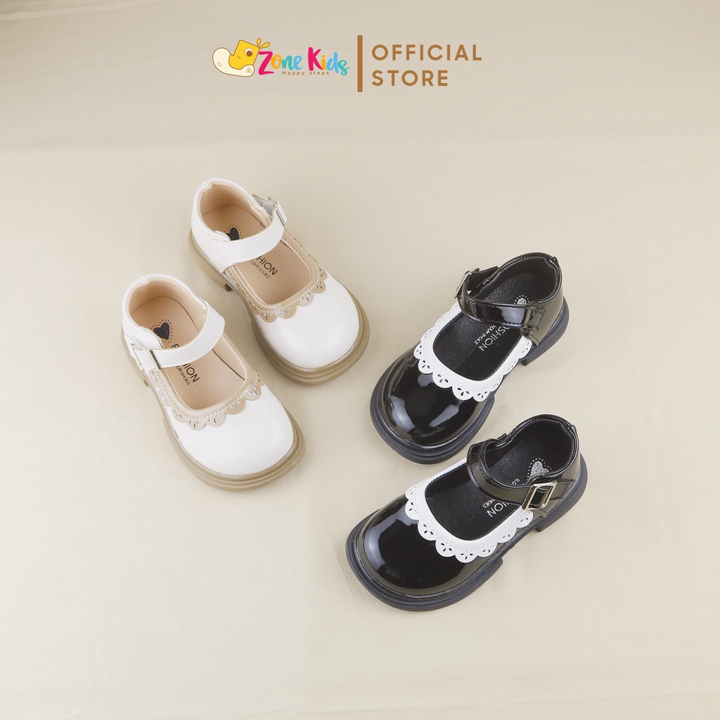 Giày da bóng viền họa tiết siêu xinh cho bé gái Zonekids - B33
