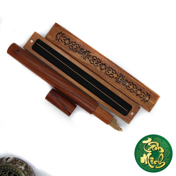 Nhang trầm hương không tăm nguyên chất  combo ống gỗ cao cấp và hộp gỗ xông trầm.