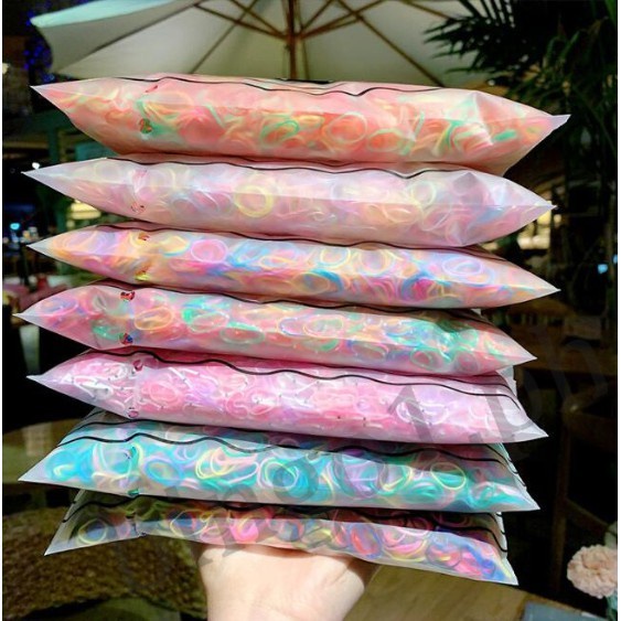 Set 1000 Dây Thun Buộc Tóc Nhiều Màu Sắc Dùng Một Lần