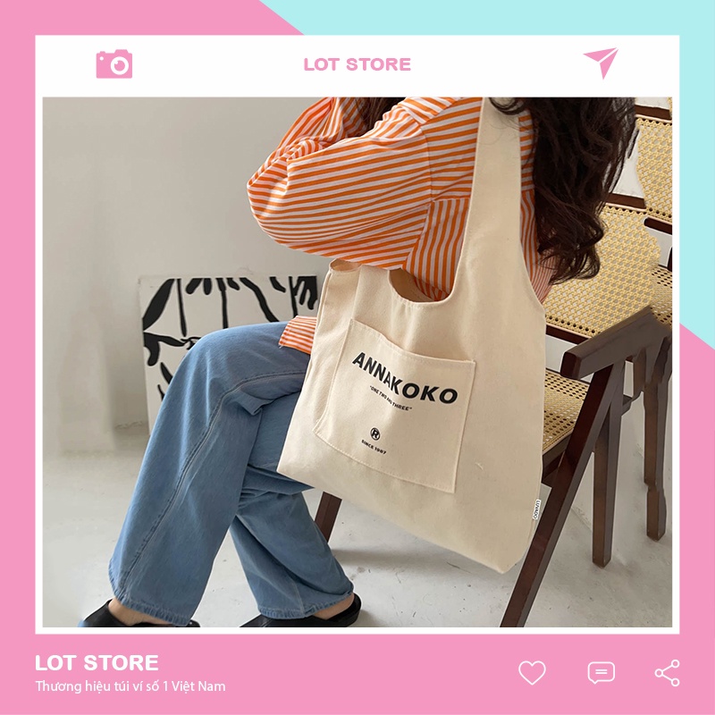 Túi vải đeo chéo canvas đi học phong cách hàn quốc LOTSTORE TX 789