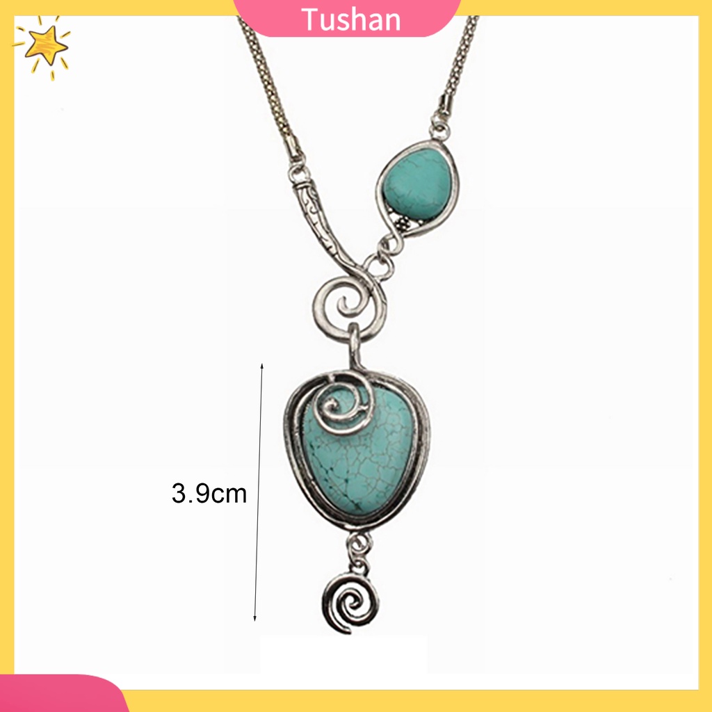 Vòng cổ Nữ Mặt Trái Tim Đính Đá Ngọc Lam Phong Cách Vintage