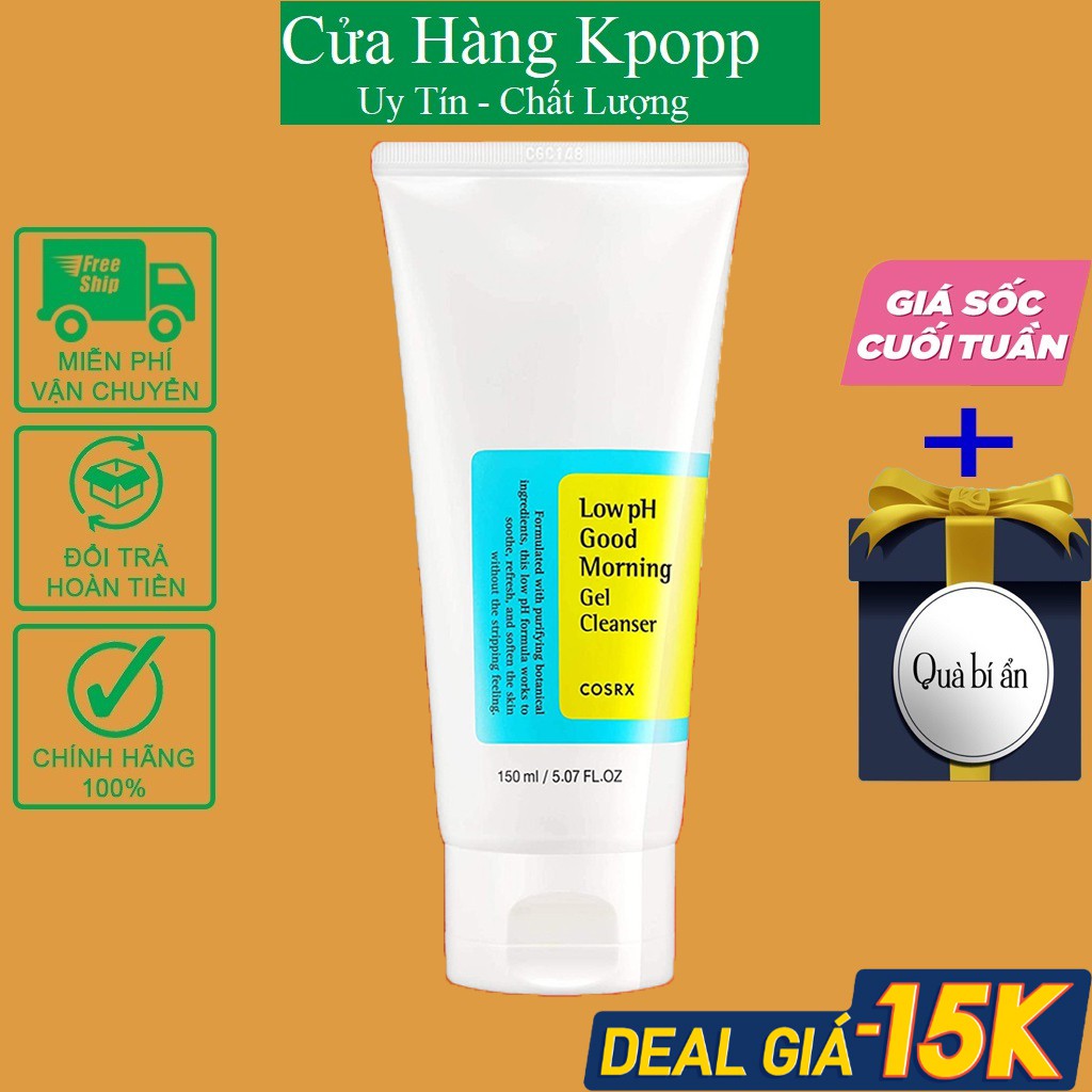 sữa rửa mặt cosrx low ph good morning gel cleanser -  dạng gel Hàn Quốc NEW