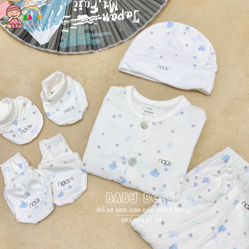Nous - Bộ Sơ Sinh dài tay cúc giữa siêu mềm mịn, thun giãn W621