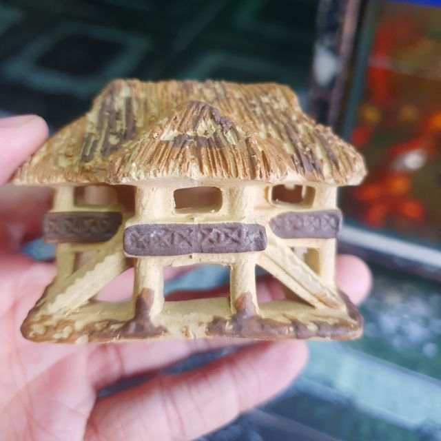 NHÀ LÁ TRANG TRÍ HỒ CÁ NON BỘ 5X4X4CM